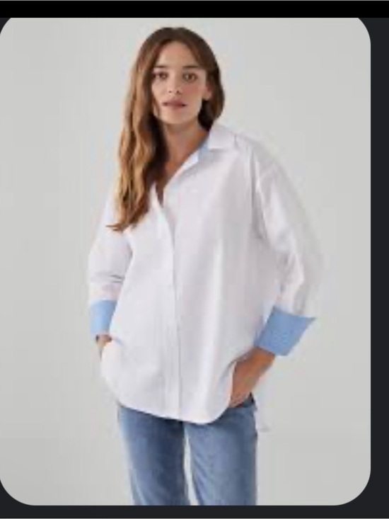 Zara Other - Zara White Button-Up Shirt with Light Blue Cuffs